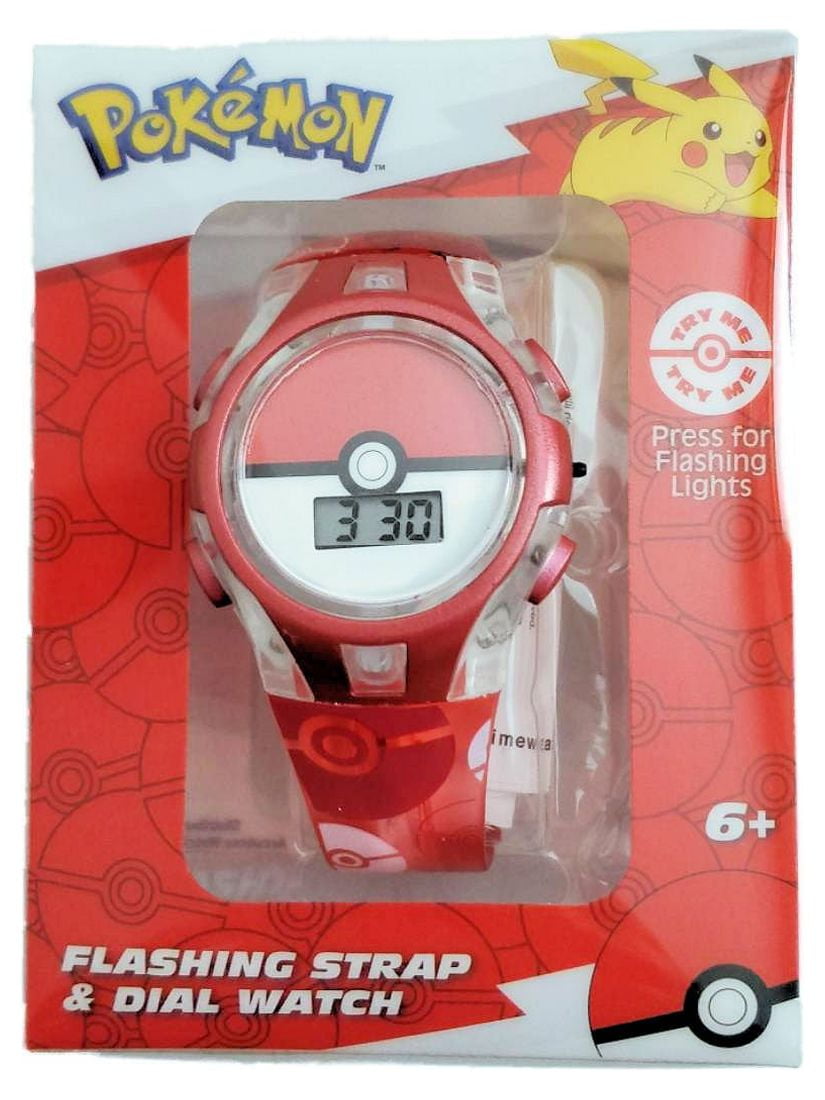 Pokmon Poke Ball Unisex Childrens LCD Watch with Flashing Strap and Dial (POK4256WM)