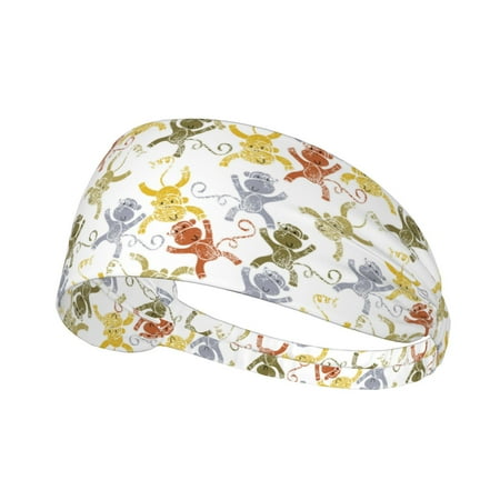 Cartoon Monkey Headbands for Women Men Workout Elastic Sweat Band for Yoga Running Cycling Gym Exercise Non Slip Head Bands for Women s Hair