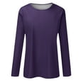 thumbnail image 4 of Fjofpr Womens Tops Long Sleeve Shirts for Women Solid Color Crewneck Bottoming Tops Casual Breathable Loose Fit Pullover T-Shirts Blouse, 4 of 5
