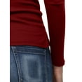 thumbnail image 6 of J. METHOD Women's Light Weight Basic Long Sleeve Turtleneck Knit Ribbed Shirt Sweater Mock Neck Top NEWT88 Burgundy M, 6 of 6
