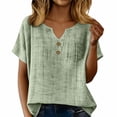 thumbnail image 6 of LIZUOJUNF Summer Tops for Women Short Sleeve Blouse V Neck Shirts Fashion Beach Vacation Clothes, M, 6 of 9