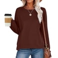 thumbnail image 2 of ShomPort Women's Oversized Crew Neck Sweatshirt Fall Casual Solid Color Long Sleeve Sweatshirt Pullover Tops, 2 of 8