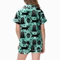 thumbnail image 4 of CAUYDY Kids Halloween Pajamas Sets Girl Button-Down Silk Sleepwear 2 Piece Short Sleeve Loungewear Clothes Set,2-3 Y, 4 of 5
