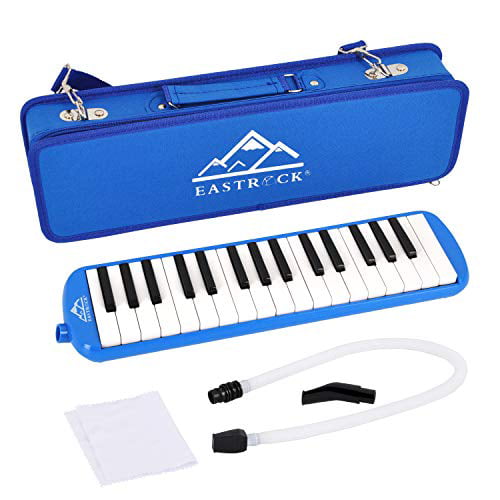 EastRock 37 Key Melodica Instrument Keyboard Soprano Piano style with Mouthpiece Tube Sets and Carrying Bag for Kids Beginners Adults Gift Blue 