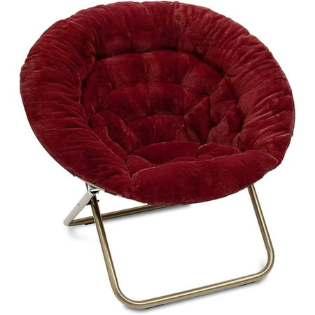 Milliard Cozy Chair / Faux Fur Saucer Chair for Bedroom / x-Large Red