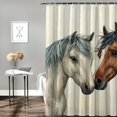 thumbnail image 2 of Patifu Horses Touching Noses Home Bathtubs Bathroom Shower Curtain Set with Hooks 36"x72, 2 of 7