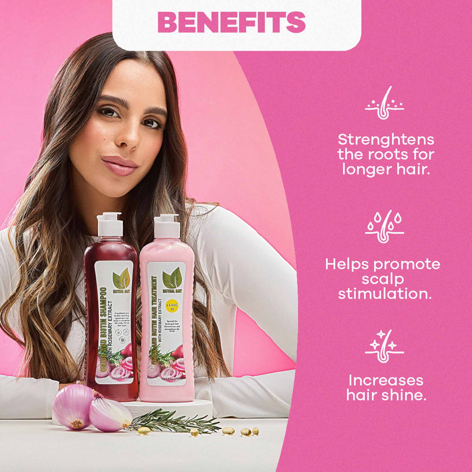 NATURAL SANT, Onion and Rosemary Hair Treatment Set, 16.9 oz each