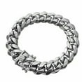 thumbnail image 2 of Mens Heavy Miami Cuban Link Bracelet Chain Silver Stainless Steel 8mm-14mm Gift, 2 of 9