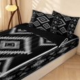 thumbnail image 2 of Erosebridal Boho Aztec Zipper Twin Comforter Sets with Fitted Sheet and 2 Pillowcases, Vintage Rhombus Zipper Bedding Set, Black Gray White, Black Reversible, 2 of 7