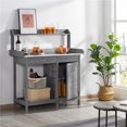 thumbnail image 4 of SmileMart Wooden Garden Potting Bench Table with Cabinet, Gray, 4 of 12