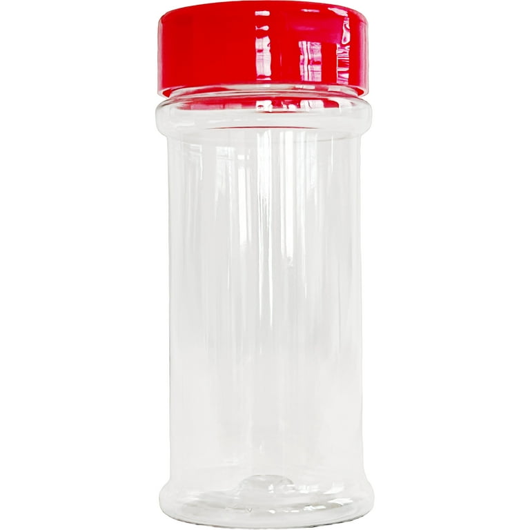 Dubble O 8.4 oz Clear Plastic Spice Jars with Shaker Lids and Labels 6 Count