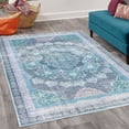 thumbnail image 2 of Vintage Decorative Rug, Nostalgic Weathered Style Print of Medallion Ornaments and Bohemian Flourishes, Quality Carpet for Bedroom Dorm and Living Room, 6 Sizes, Sea Blue Indigo, by Ambesonne, 2 of 4
