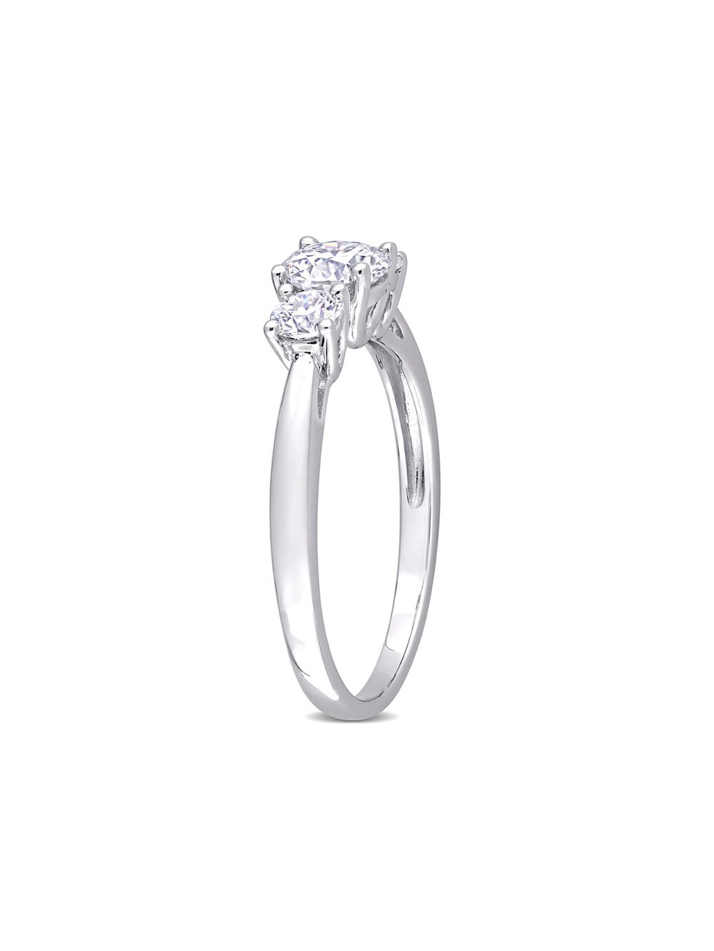 1.00 Carat (Ctw) Lab Created Three Stone Moissanite Engagement Ring in Sterling Silver for Women