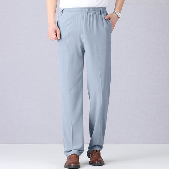 Blmnix Baggy Men's Pants Work Pants Lightweight Pants Chinos Leggings Straight-Leg Low Waisted Blue Long Mens Pants Casual,XXL