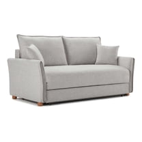 ACME Oran Chenille Fabric Upholstered Sofa with Sleeper and 2 Pillows in Gray