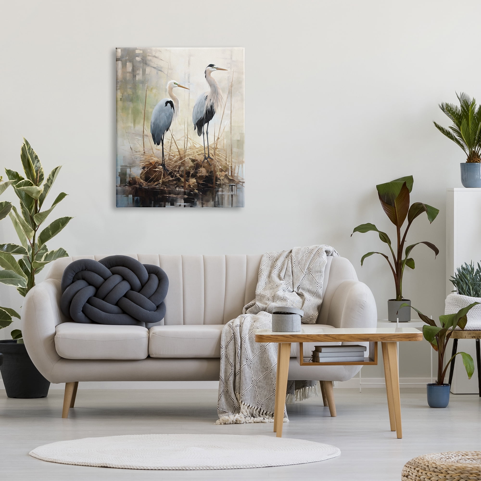 Stupell Industries Cranes in Pond Nature Animals & Insects Painting Gallery Wrapped Canvas Art Print Wall Art, 30 x 40