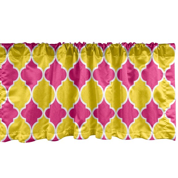 Ambesonne Abstract Window Valance, Colorful Modern Patterns, 54" X 12", Yellow Hot Pink