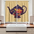 thumbnail image 2 of Ambesonne Vintage Kitchen Curtains, Floral Pattern Teapot Art, 55"x36", Pastel Brown and Dark Indigo, 2 of 3