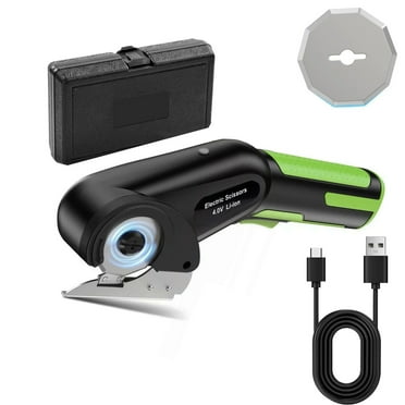 LEXLIFE Cordless Electric Scissors, 4V Electric Mini Cutter, Carpet & Cardboard Cutter with Replacement Blade, Rotary Cutter for Cardboard Packages Leather Plastic