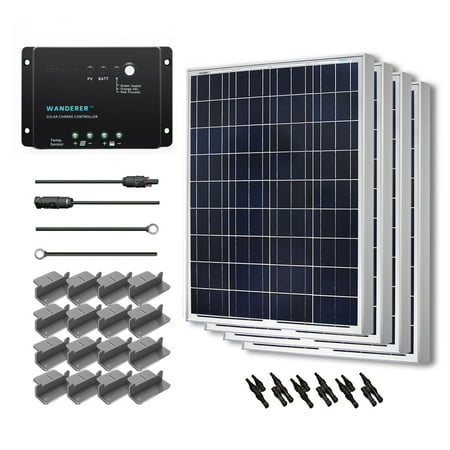 Renogy 400W 12V Solar Panel Polycrystalline Off Grid Starter Kit with Wanderer Charger Controller