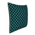 thumbnail image 2 of Fotbe Black And Teal Checkerboard Pattern Velvet Decorative Throw Pillow Covers with Elegant Piping, Soft Plush Cushion Cover for Sofa, Bed, Car, Office-18"x18", 2 of 8