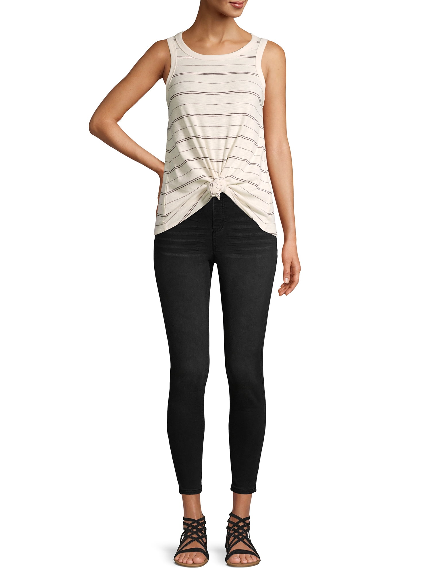 No Boundaries Juniors' Mid Rise Pull-On Jeggings with Rib Waistband