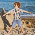 thumbnail image 3 of FORMRS Boys Rash Guard Short Sleeves Swim Shirt Quick Dry UPF 50+ Sun Protection, Sizes 3-12T, Red Deer, 3 of 6