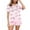 B Pink, variant on Women's Sleepwear Bow Print Satin Pajama Set Short Sleeve Button Down Top with Shorts Soft Comfortable Valentine's Nightwear Pajamas for Women Set Pink L