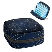 Constellation Plush Velvet Sanitary Napkin Bag Organize Makeup Coin Pouch 4.7x6.6x6.6 in