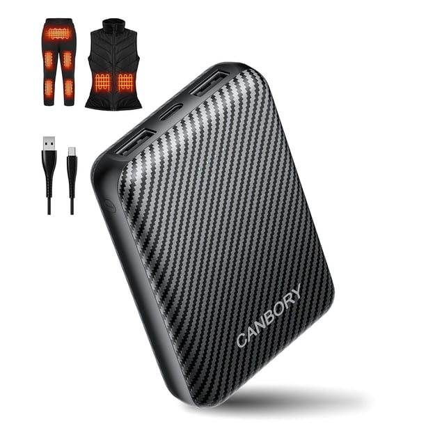 Paquete de baterías Heated Vest, batería externa USB-C de 12000 mAh, 5 V, 2 A/3 A