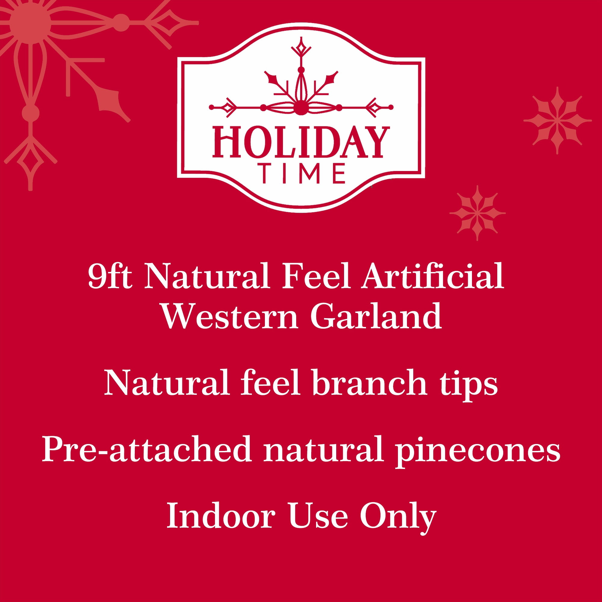 Western Evergreen Unlit Artificial Christmas Garland, Green, 9', by Holiday Time