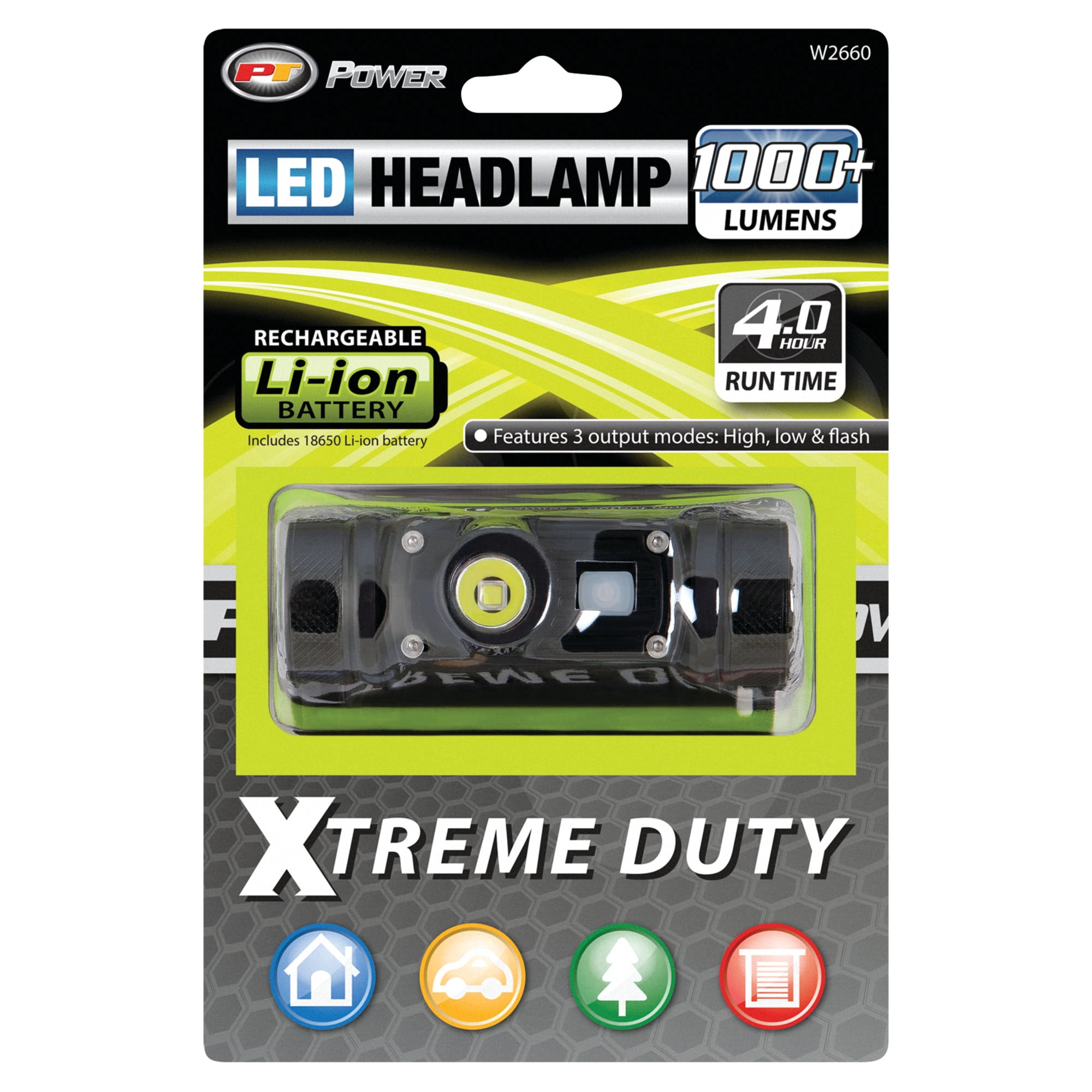 Performance Tool W2660 FirePoint X Li-Ion Headlamp - Adjustable Strap, 1000+ Lumens, Black