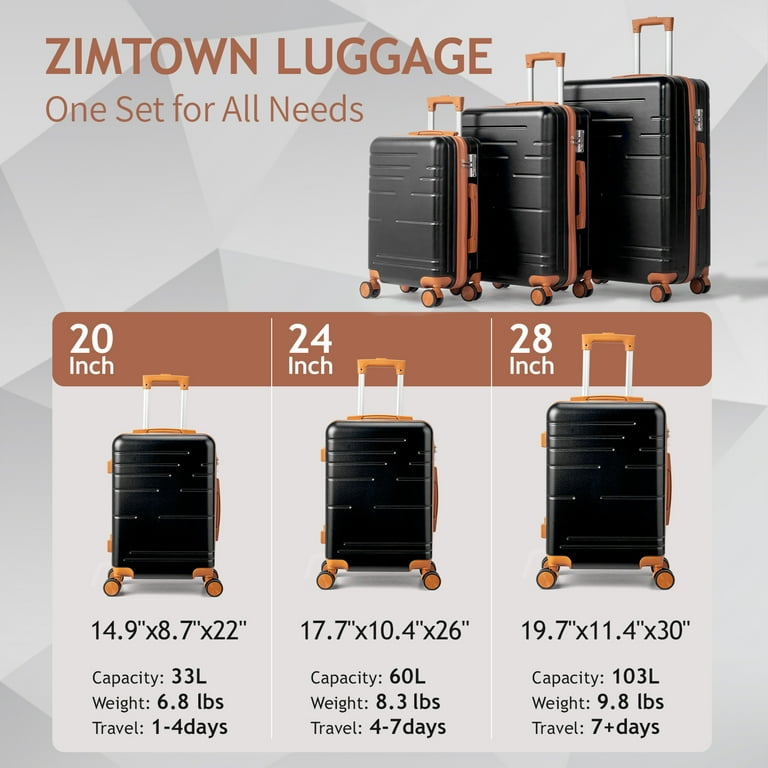 Zimtown 3 Piece Luggage Set, ABS Hardside Lightweight Suitcase