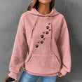 thumbnail image 2 of yardsong Waffle Hoodies for Women Cute Dog Paw Heart Print Hooded Sweatshirts Dog Lover Winter Casual Pocket Drawstring Pullover Tops Pink,M, 2 of 5