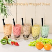 Jumbo Drinking Straws, Individually Wrapped Babo Straws,100 Pack 9.5 inch Long Extra Wide Smoothie 0.45 Black Disposable Boba Bubble Tea Straw,Milkshakes Slushies Straws