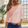 thumbnail image 7 of cocolona Womens Casual Striped Tops Crew Neck 3/4 Sleeve Pullover Shirts Outfits Basic Tees, 7 of 7