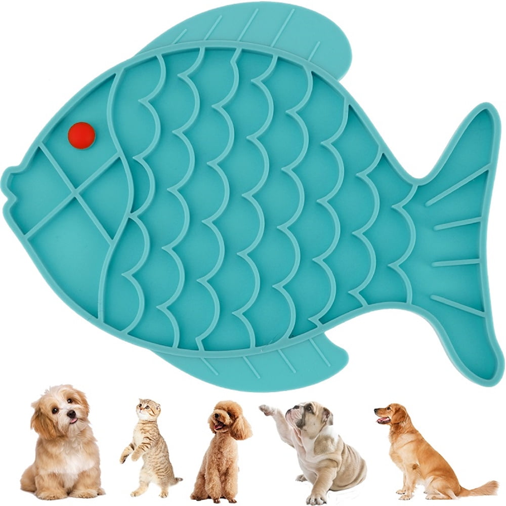 Cat Slow Feeder, Dog Lick Pads, Fish Shape Silicone Puzzle Feeder Pet Fun Lick  Mat Non Slip Anti-gulping Pet Slower Food Feeding Dishes