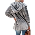 thumbnail image 3 of LUXUR Ladies Open Front Outwear Mid Length Work Sherpa Jacket Light Grey M, 3 of 3