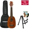 Sawtooth Mahogany Pineapple Soprano Ukulele - Includes: Gig Bag, Ukulele Stand, Tuner, Ukulele Quick Start Guide, and Free Music Lessons