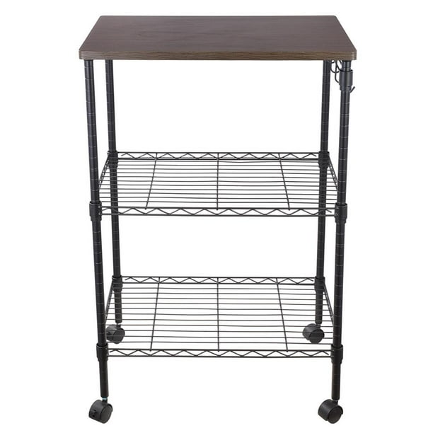 Winado 3Tier Metal Shelving Storage Unit on Wheels,Black