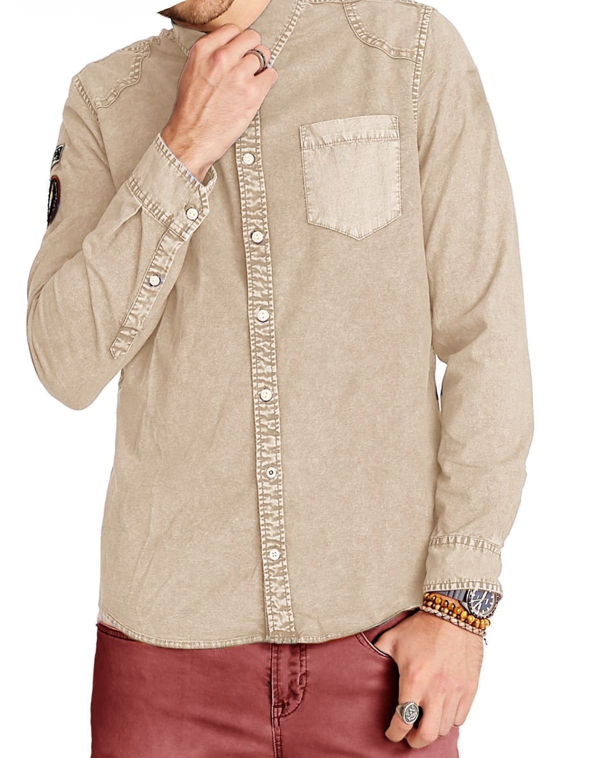 Buffalo Jeans Men Small Patch Button Down Shirt S