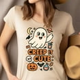 thumbnail image 4 of Creep It Cute Shirt | Funny Ghost Graphic Tee | Unisex Casual T-Shirt, White, Size S, 4 of 6