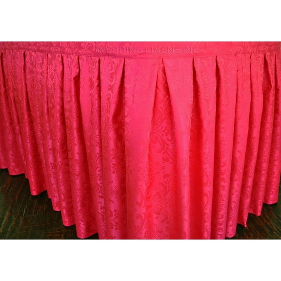 Wedding Linens Inc 21 ft x 29 inch Damask polyester Jacquard Accordion Pleat Table Skirt for Wedding party and any special events - Fuchsia