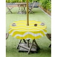 thumbnail image 4 of Outdoor Tablecloth with Umbrella Hole and Zipper 60R Yellow Ripples Stripes Table Cover for Round Tables Waterproof Tabletop Collection for Patio Garden Picnic Camping, 4 of 6