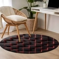 thumbnail image 4 of Small Round Rug 3Ft Washable Non-Slip, Red Black Cubes Circle Area Rugs for Living Room Bedroom, Modern Geometric Abstract Art Indoor Floor Mats Carpet Runner for Home Decor, 4 of 8