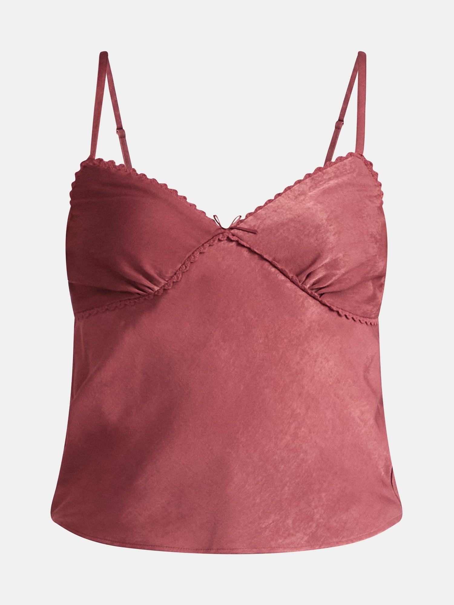 No Boundaries Woven Cami Top with Lace Trim and Bow, Women's