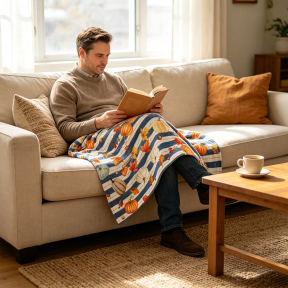 WDOBM Warm Blanket, Plush Blanket, Maple Leaf Pumpkin Flannel Sofa Throw Blanket, Flannel Blanket, Fall Pumpkin Throw Blanket for Sofa Throw Blanket