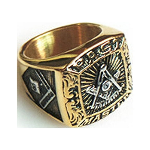 Masonic Rings Past Master Freemason Ring / Masonic Ring - Gold Plated Steel