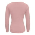 thumbnail image 4 of Women's Casual U Neck Solid Color Tight Long Sleeved T Shirt Top Womens Hiking Shirts Top Jr Fall Fashion Athletic Top Women Athletic Shirts Women Loose Fit Long Sleeves Womens Tee Shirt Loose Short, 4 of 4