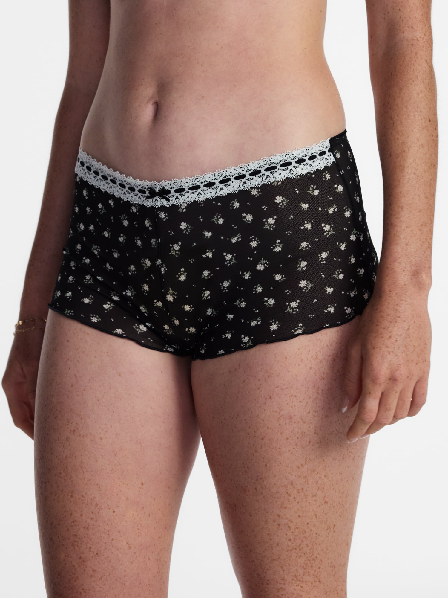 No Boundaries Beaded Lace Boyshort Panties, 3 Pack, Women's XS-XXXL